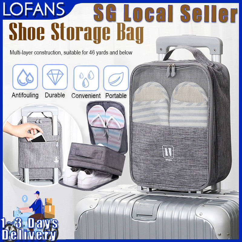 【SG Local Seller】Portable Travel Shoe Bag Organizer Pouch Shoe Storage Bag with luggage Strap