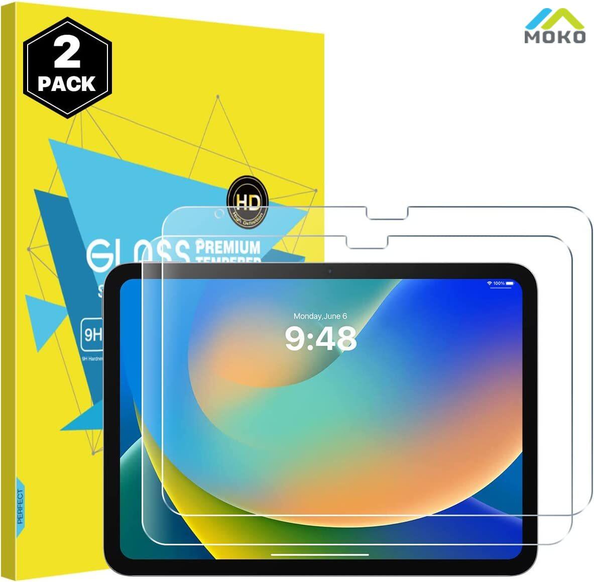 MoKo Screen Protector for iPad 10th Generation 2022, 9H Hardness Clear Strong Sensitivity Tempered Glass Screen Protector for New iPad 2022