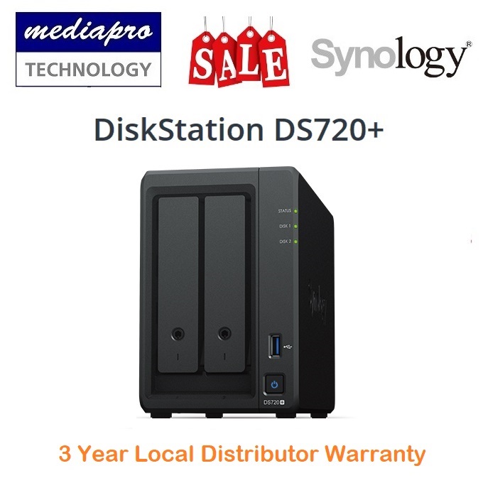 Synology DiskStation DS720+ 2-Bay NAS ( without HDD ) - 3 Year Local Distributor Warranty