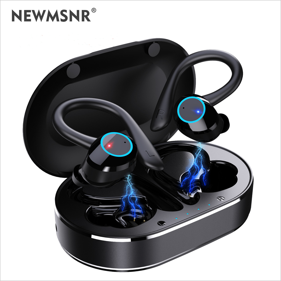 Newmsnr Hanging Ear Design Wireless Earbuds Never Fall Bluetooth Earphones Powerful Bass Headphones Noise Cancelling Earphone Upgrade Bluetooth5.0 Sport Headset For Samsung /Xiaomi/ Huawei /Oppo/Vivo 