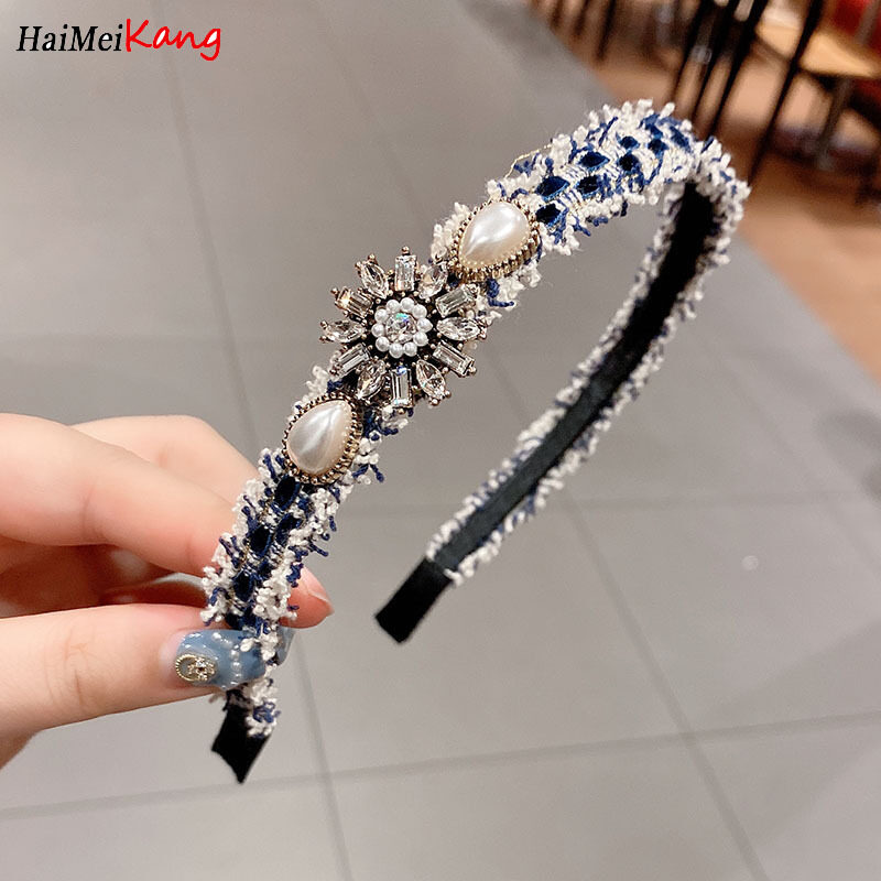 Hepburn Style Pearl Hair Band Super Fairy Heavy Hair Hoop Headband for Women Hair Accessories