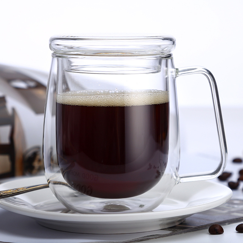 [READY STOCK] 250ml Double Walled Glass Coffee Cup Tea Mug Heat-Proof Handmade Borosilicate Glass Cup Use for Cold Hot Beverages Coffee Glasses Tea Cup Cute Gifts